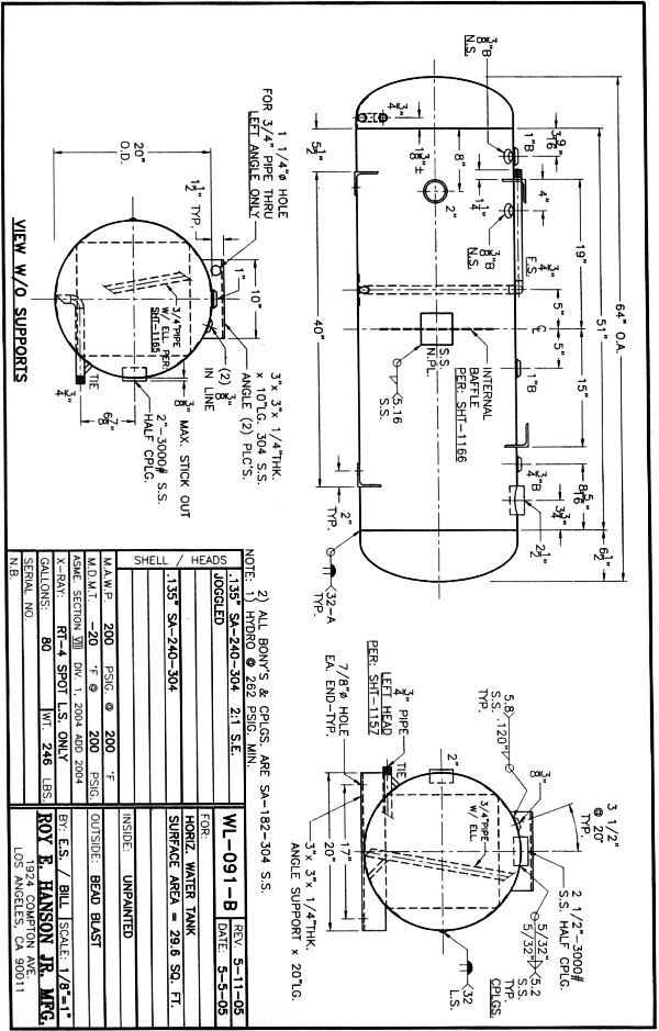 Horizontal Water Tanks 30500 Gallon WL091B Hanson Tank Asme Code