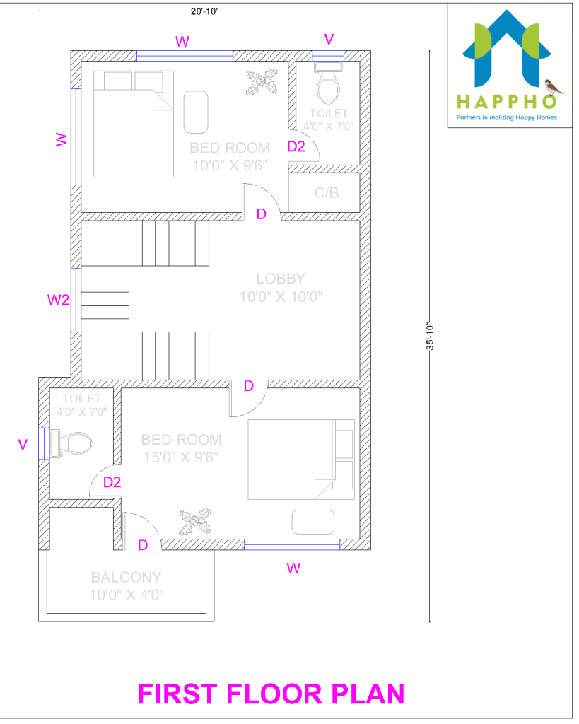 Affordable House Plans for Less Than 1000 sq. ft. Plot Area happho
