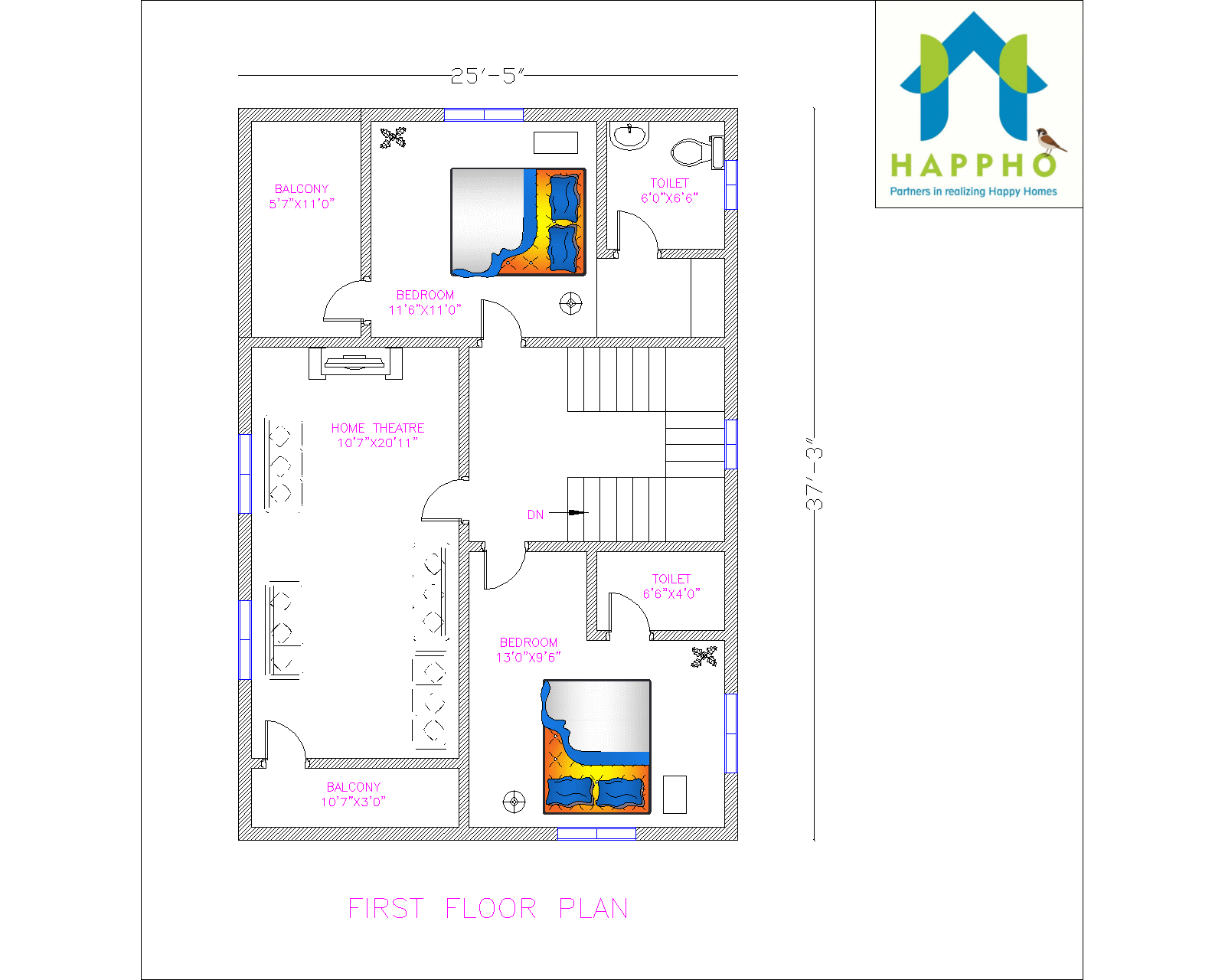 Affordable House Plans for Less Than 1000 sq. ft. Plot Area happho