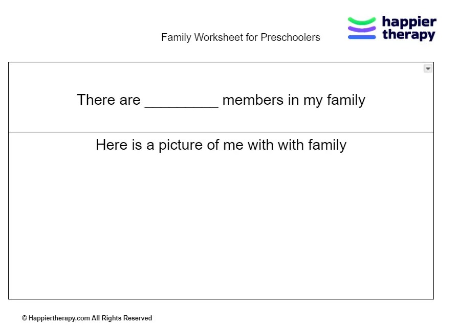 Family Worksheet For Preschoolers | HappierTHERAPY