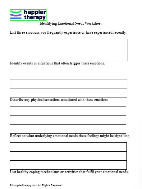 Identifying Emotional Needs Worksheet | HappierTHERAPY