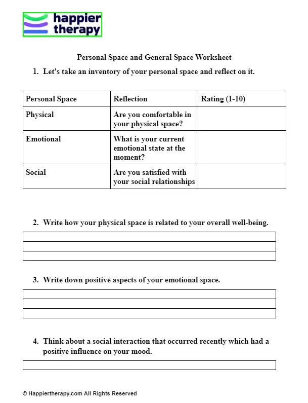 Personal Space And General Space Worksheet HappierTHERAPY