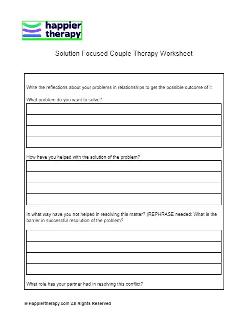 Solution Focused Couple Therapy Worksheet | HappierTHERAPY