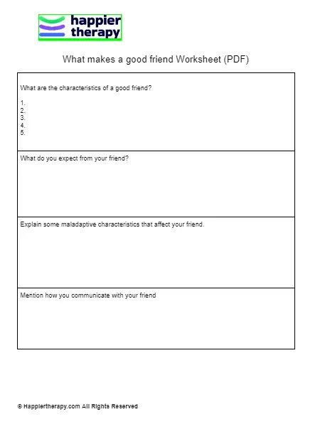 What Makes A Good Friend Worksheet (PDF) | HappierTHERAPY
