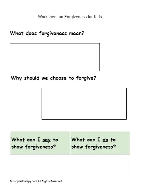 Worksheet On Forgiveness For Kids | HappierTHERAPY