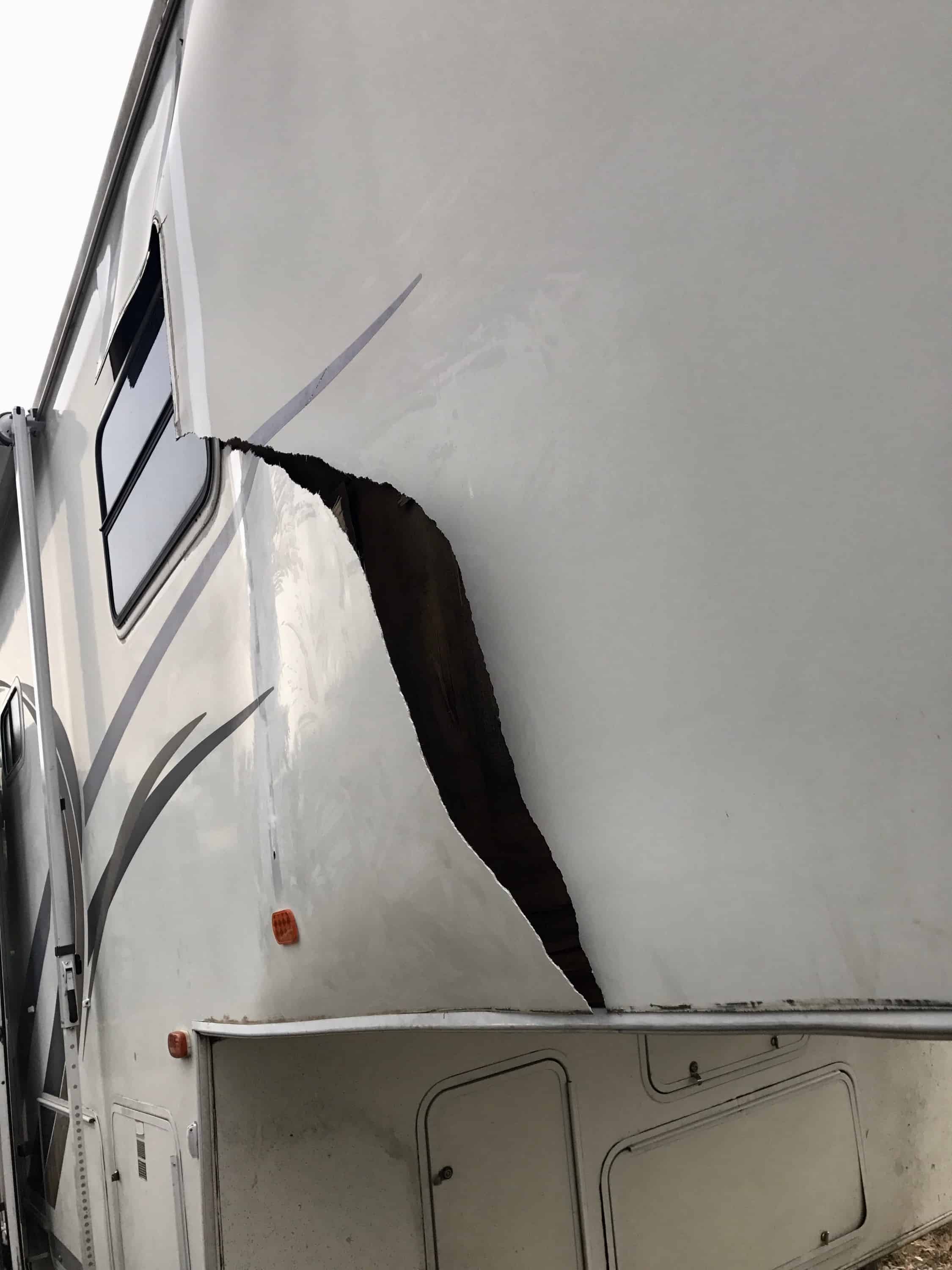 5th Wheel RV Totaled Damage Happiest Camper