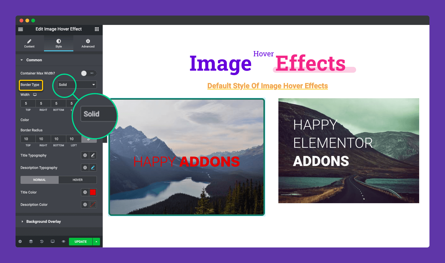 Elementor Image Hover Effect HappyAddons