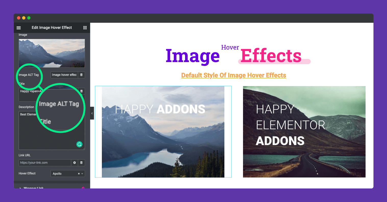 Elementor Image Hover Effect HappyAddons