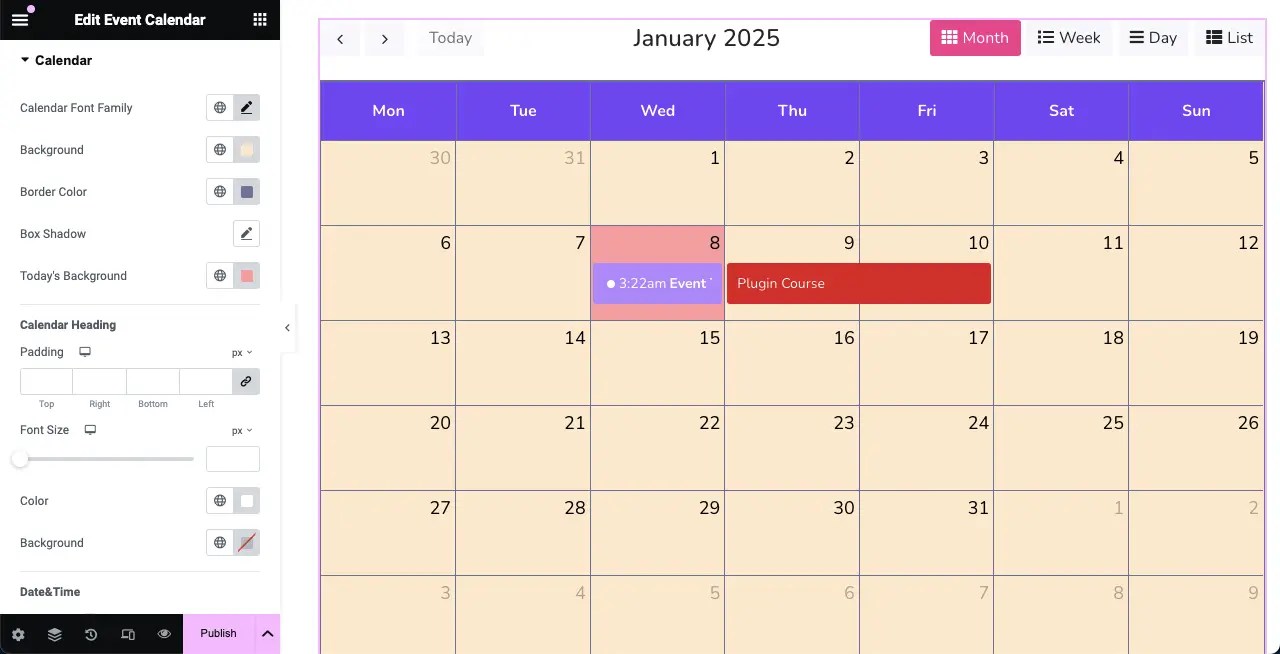 How to Create an Event Calendar in WordPress with Elementor