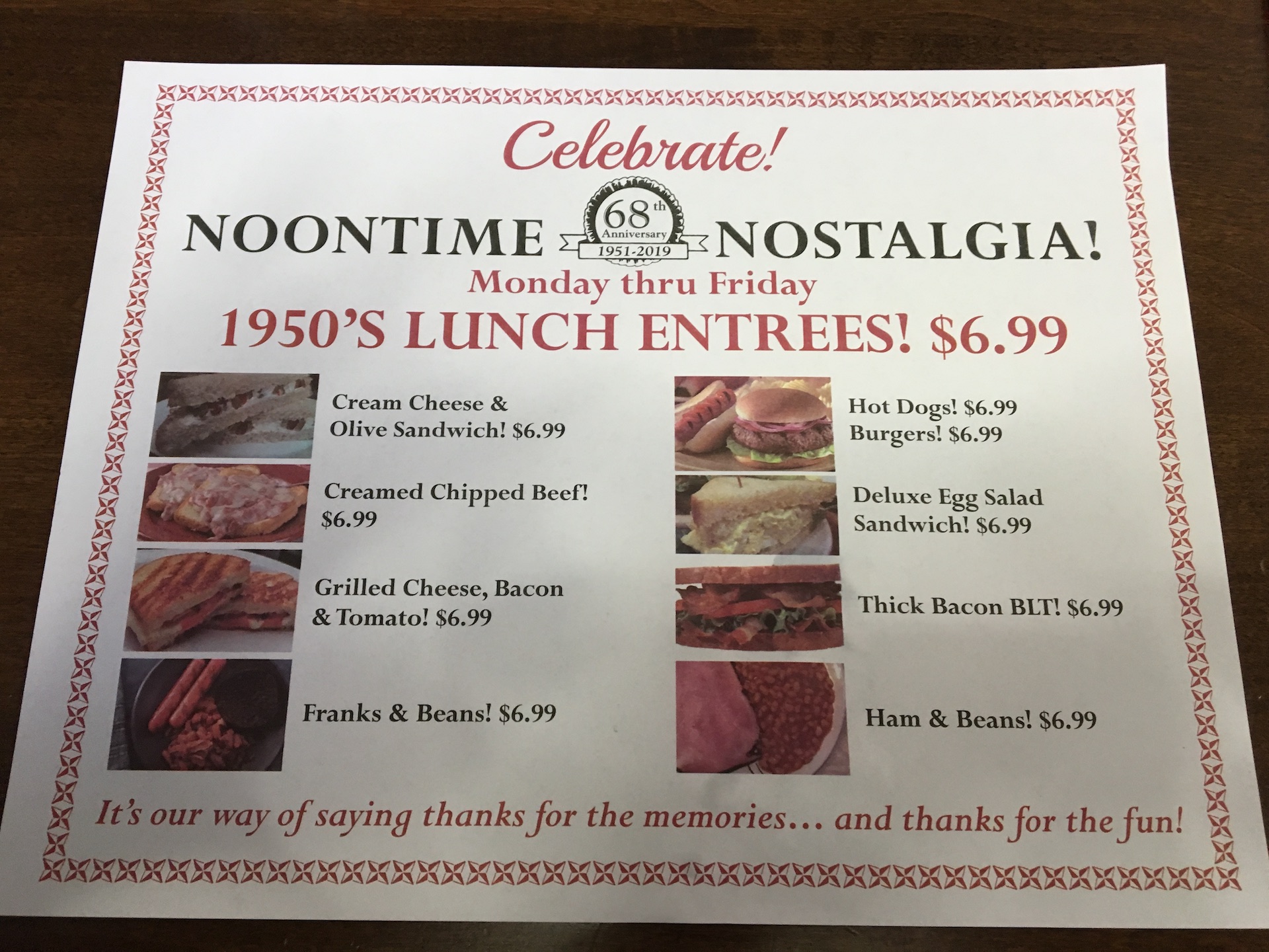 Red Cottage Nostalgia Menu HappyCapeCod