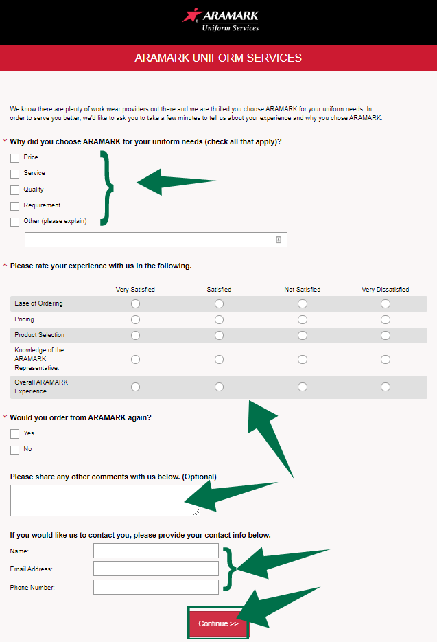 Aramark Survey Guide Happy Customers Review