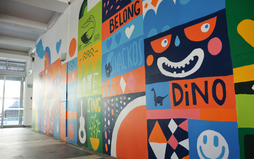 Canberra College Dining Hall Mural HAPPY DECAY