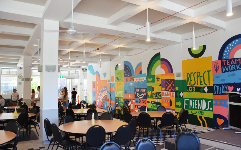 Canberra College Dining Hall Mural HAPPY DECAY
