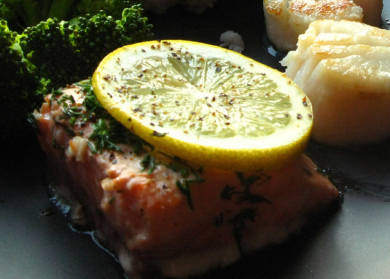 Salmon with lemon cream sauce recipe 176 calories Happy Forks
