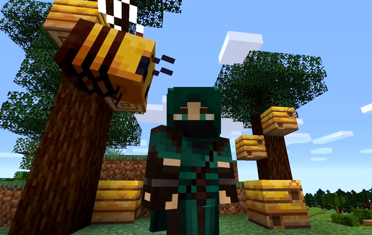 New Minecraft Mod Allows Players To Ride A Bumble Bee Using A Flower On
