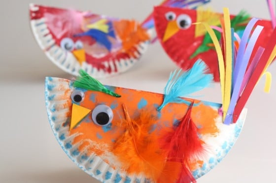 paper plate rocking birds