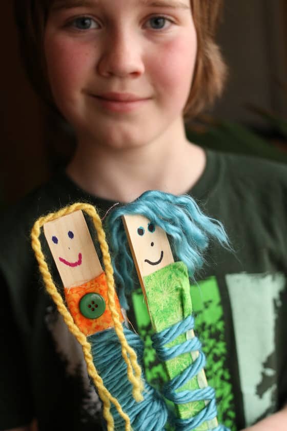Adorable Paint Stick Dolls with Fabric and Yarn Happy Hooligans