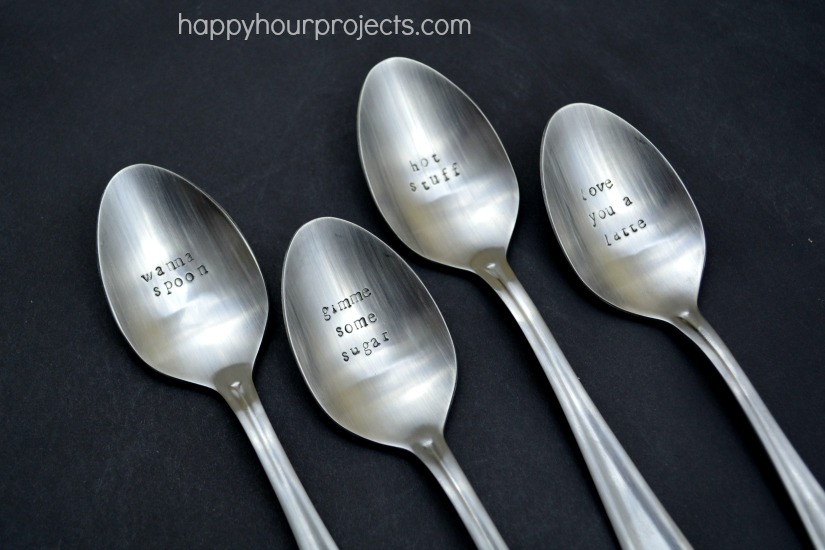 Hand Stamped Spoons Happy Hour Projects