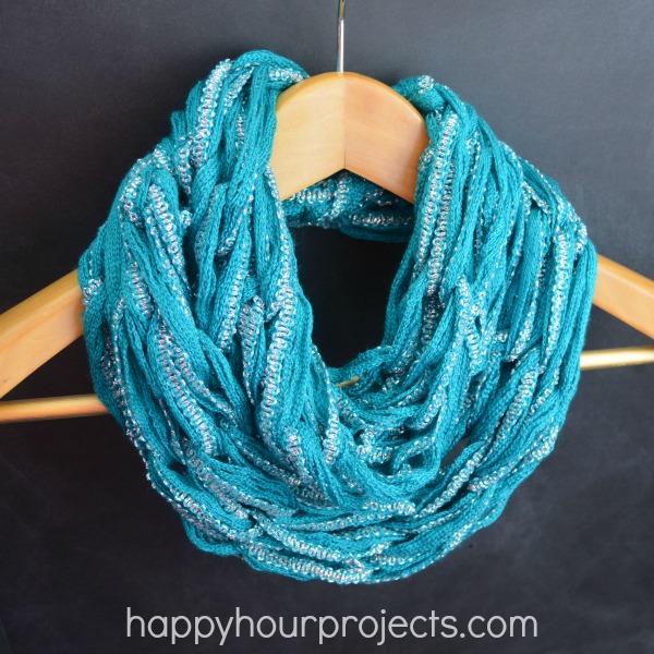 ArmKnitting Spring Infinity Scarf Video Tutorial Happy Hour Projects