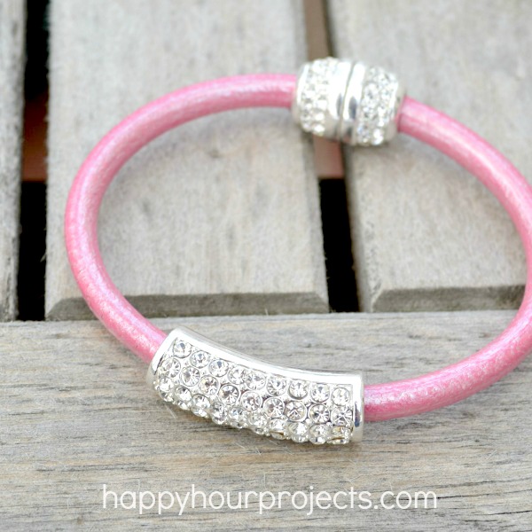 GlueandGo Rhinestone and Leather Bracelet Happy Hour Projects