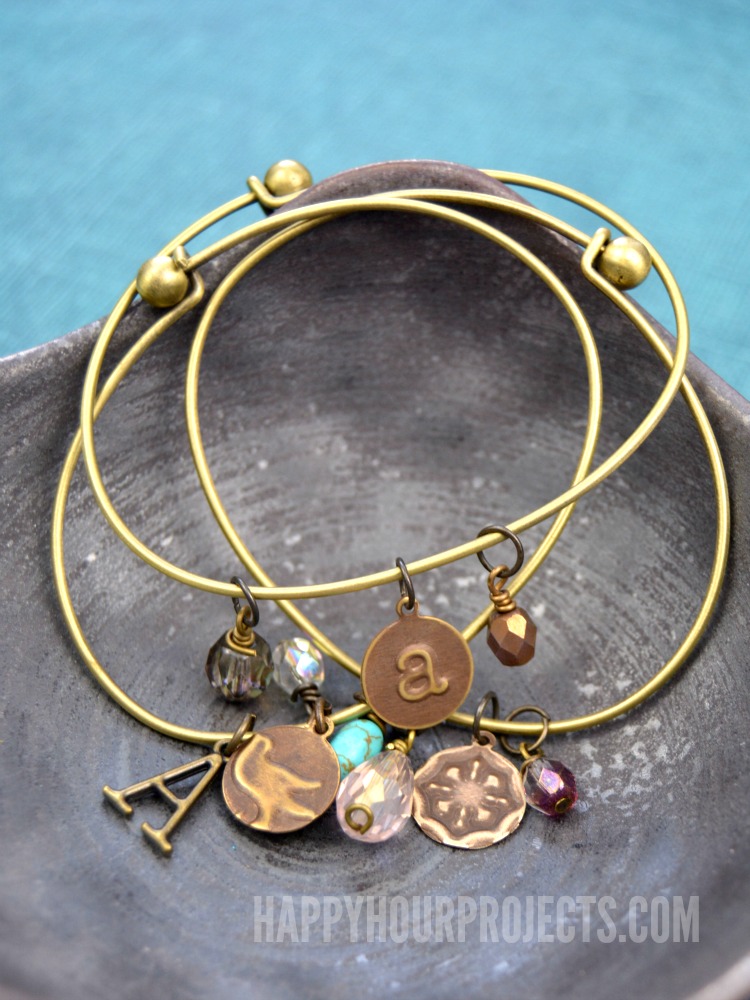 Embossed Brass DIY Charm Bracelets Happy Hour Projects