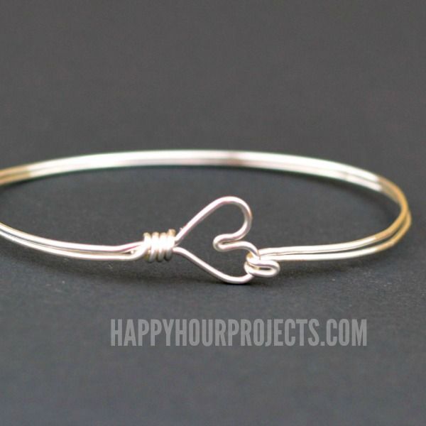 DIY Heart Clasp Wire Wrapped Bangle Bracelet Happy Hour Projects