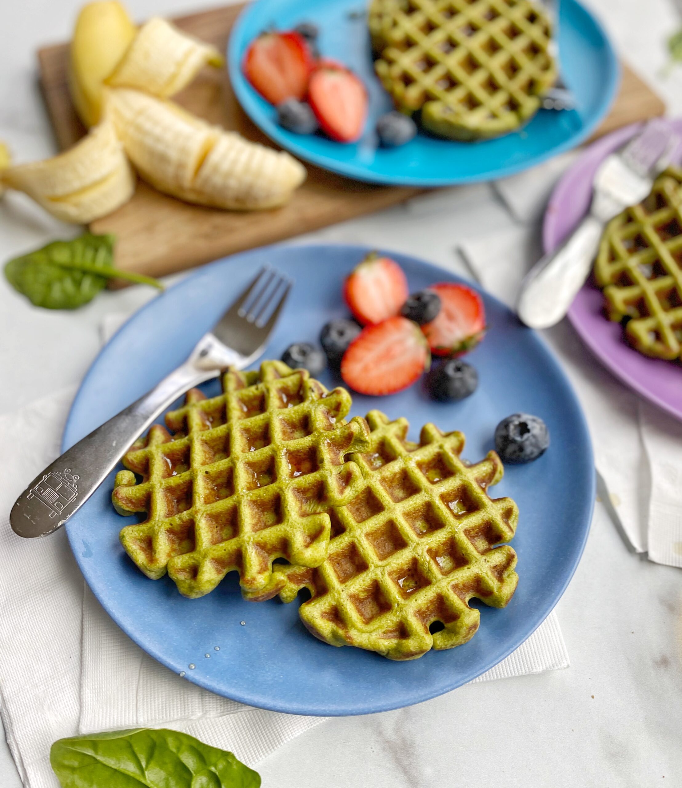 Spinach Banana Waffles Happy Kids Kitchen by Heather Wish Staller