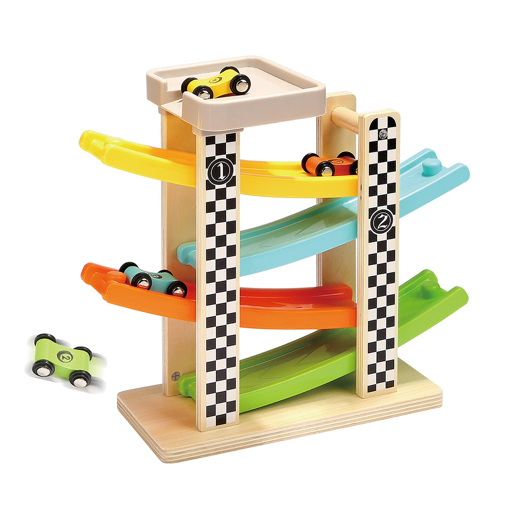 Wooden Ramp Racer Track Toy Set for Toddlers Happy Little Tadpole
