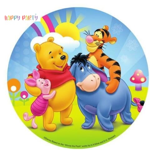 Winnie The Pooh Edible Birthday Cake Topper Decoration Round Image