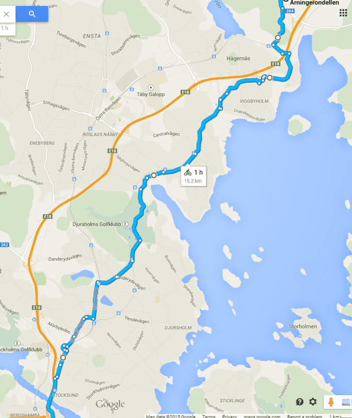 Karta Arninge Bästa cykelväg Arninge roslagstull Happyride