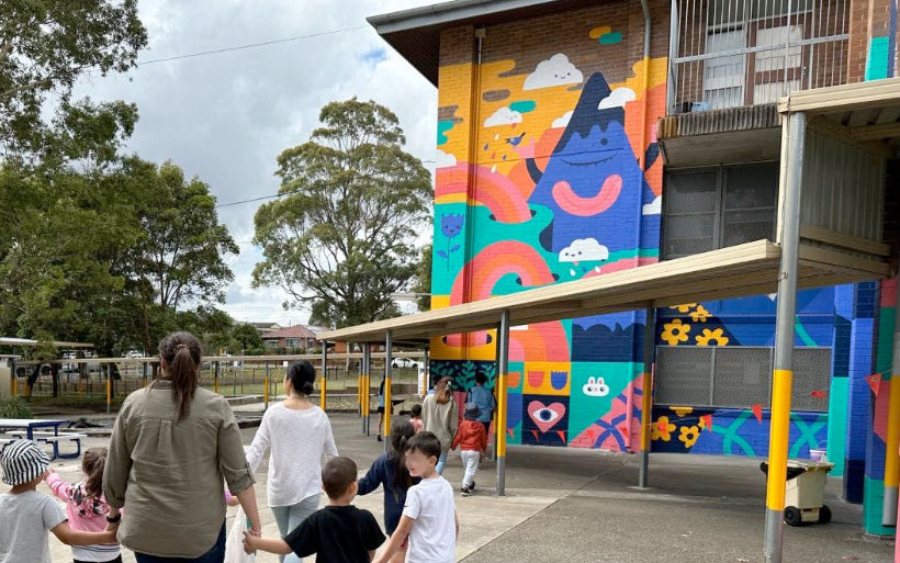 Sydney School Mural HAPPY SCHOOL Grounds