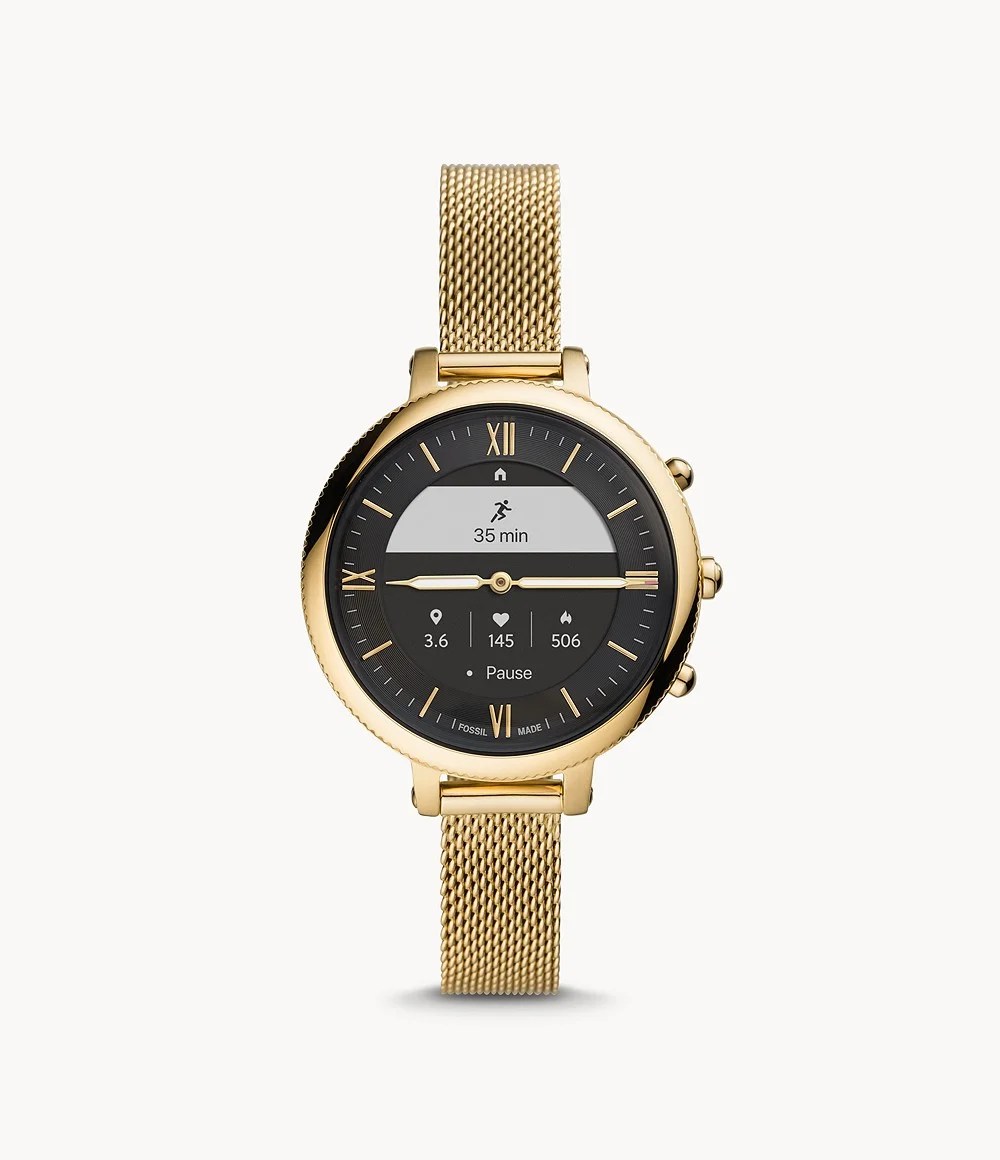 Fossil Women's Hybrid Smartwatch HR Monroe GoldTone Stainless Steel