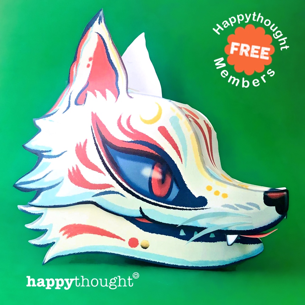 DIY Kitsune Fox puppet craft. Get crafty today • Happythought