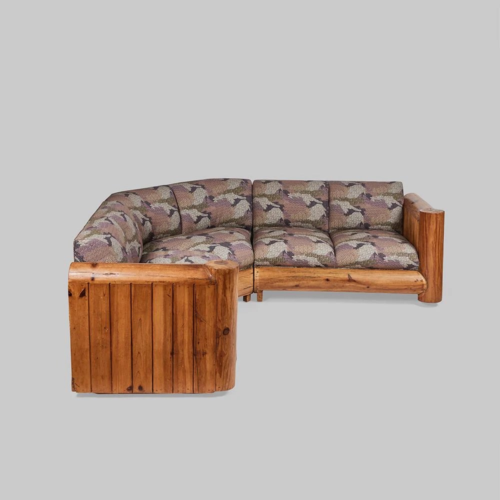 Vintage Exposed Pine Frame Sectional Sofa Harbinger