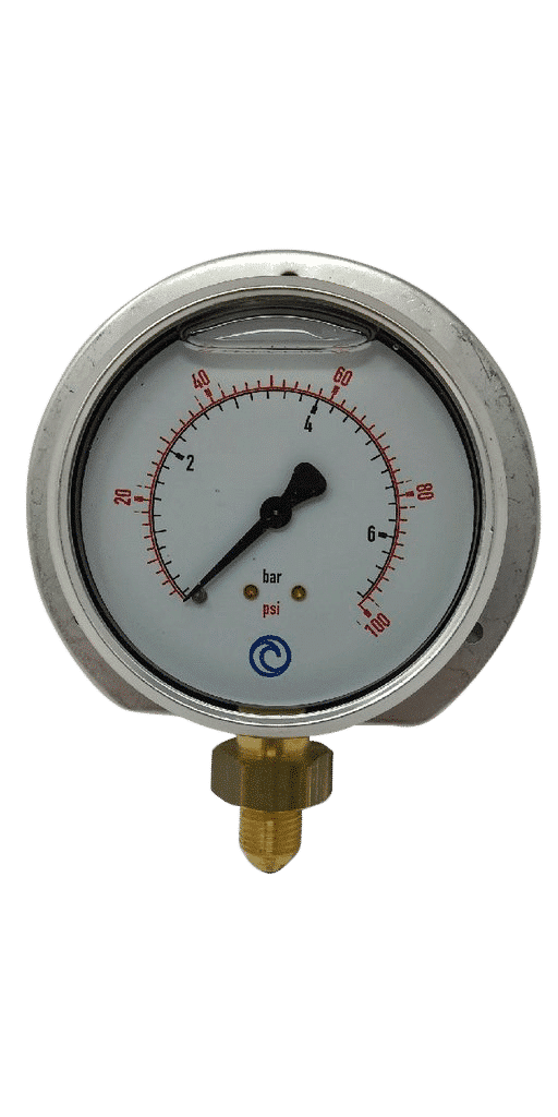 Pressure Gauge 80mm Dial Rear Flange 0 6bar G1/4″ B Lower Mount Harbour Supply