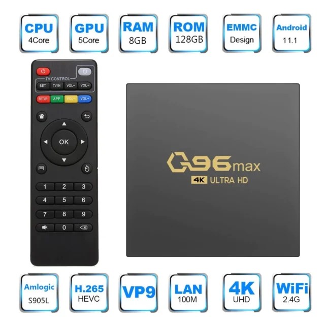 Smart TV Box Q96 Max 4K Ultra HD Android 11