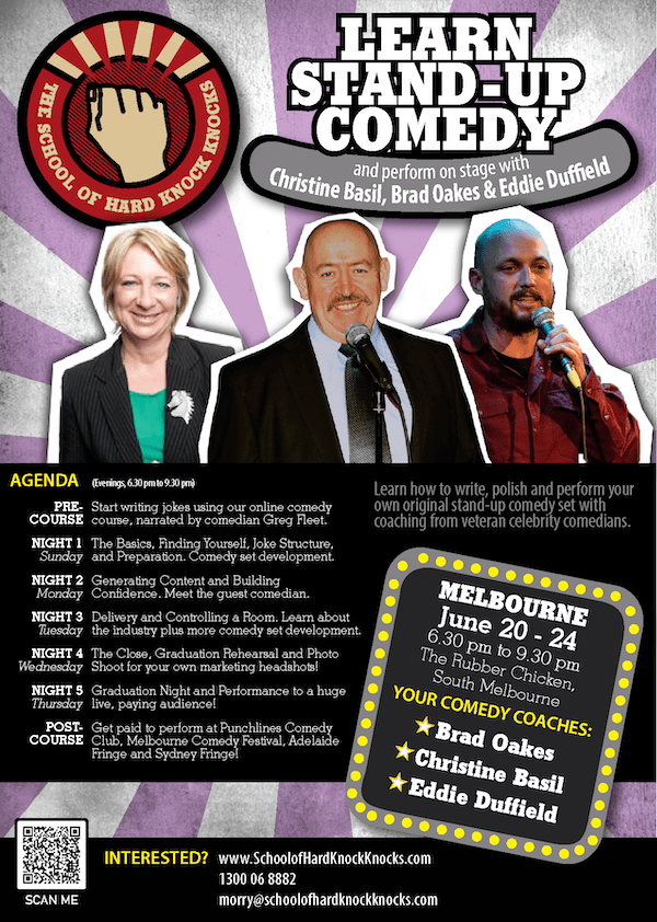 Learn standup comedy in Melbourne with Brad Oakes