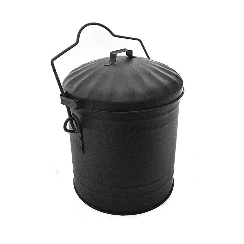 De Vielle Matt Black 13L Ash Bucket & Lid Hardware Heaven