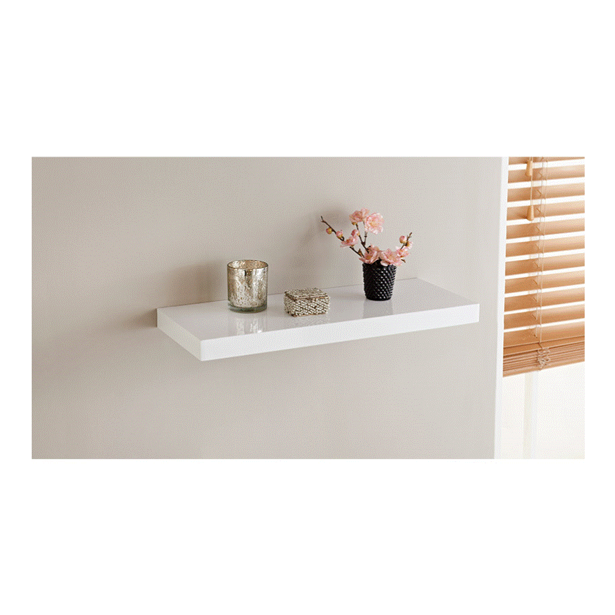 White High Gloss Floating Shelf Hardware Heaven