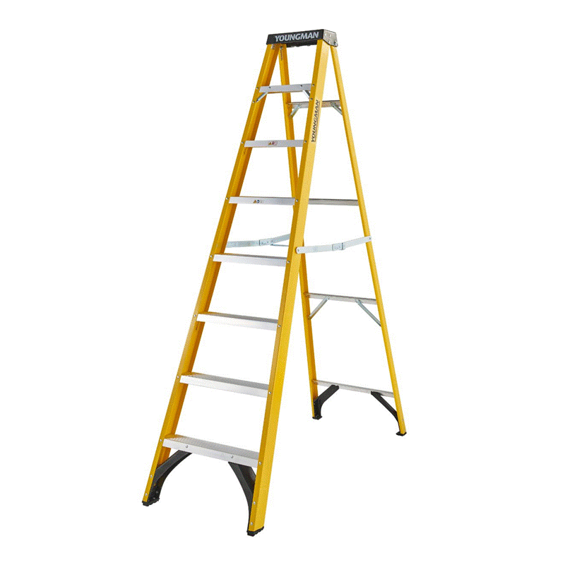 Youngman 8 Tread Heavy Duty Fibreglass Step Ladder Hardware Heaven