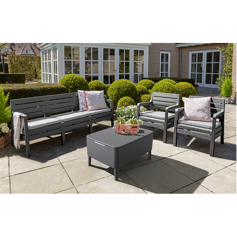 Keter Delano Garden Furniture Set 5 Seats Dark Grey Hardware Heaven