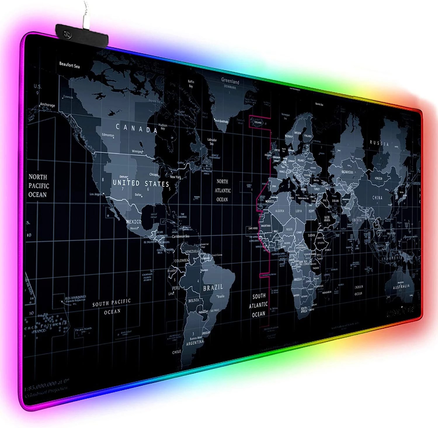 World Map RGB Gaming Mouse Pad 90X40 CM HardwareMarket
