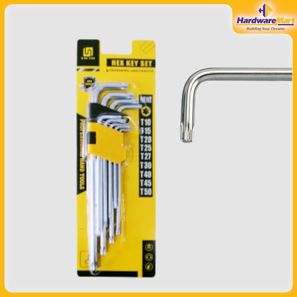 Allen Key Set 9 Pcs Star Design Key Wrench Set (Long) HardwareMart