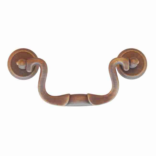 ANTIQUE BRASS FINISH QUEEN ANNE STYLE CHIPPENDALE DRAWER PULL 31/2