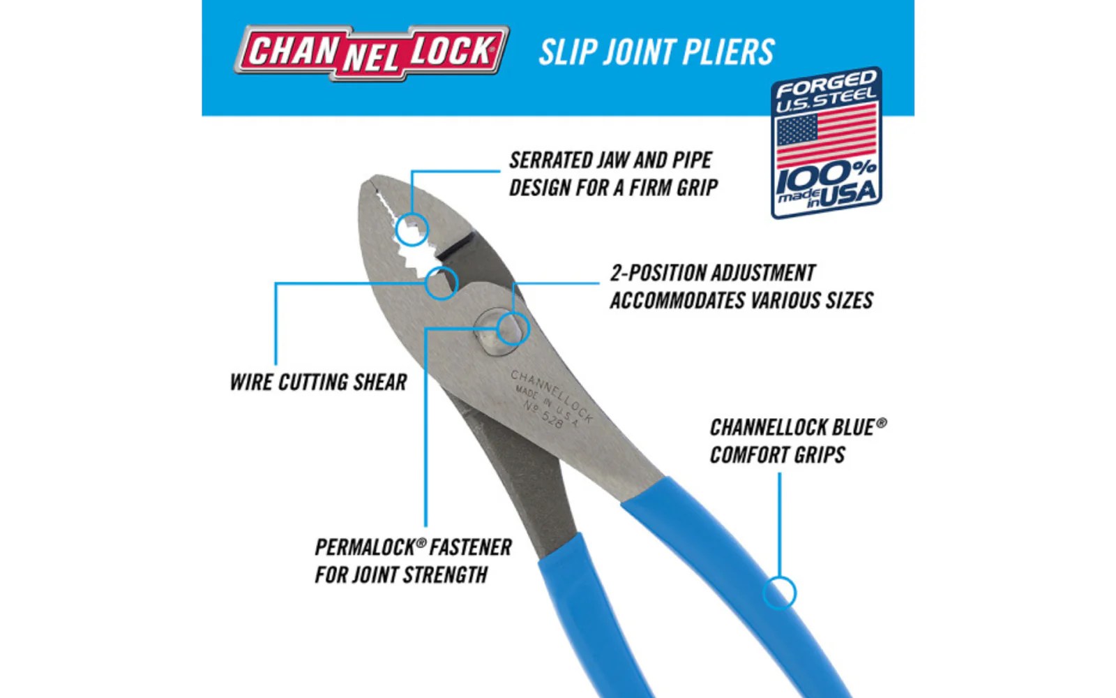 Channellock 8" Slip Joint Pliers Hardwick & Sons