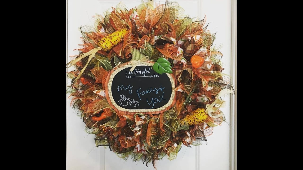 How to make a fall deco mesh wreath with all dollar tree items Hard