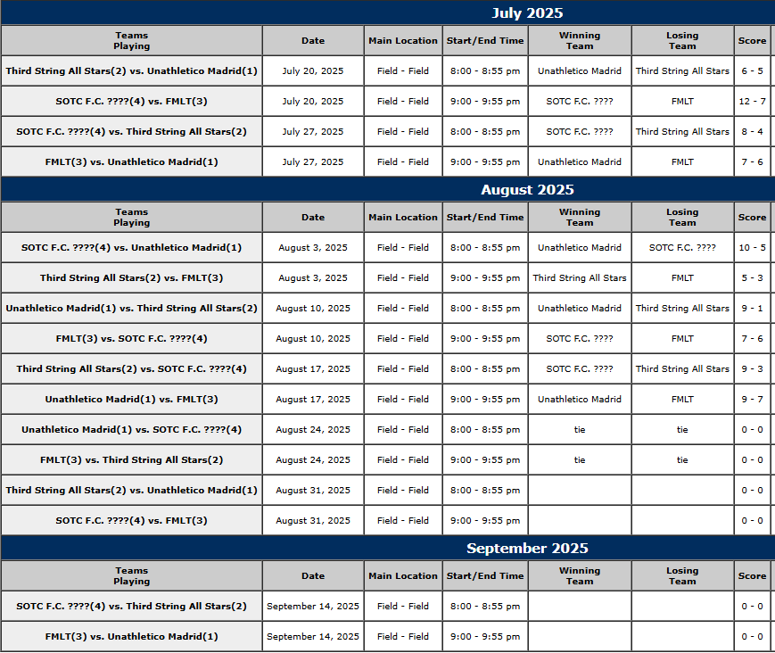 MEN’S OVER 30 SOCCER SCHEDULE Harford Sports Performance