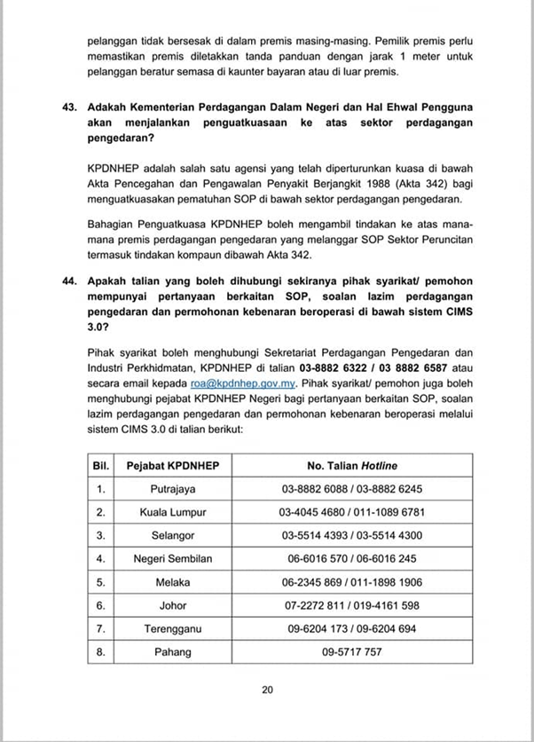 KPDNHEP Perincian Operasi Sektor Perniagaan Dibenarkan