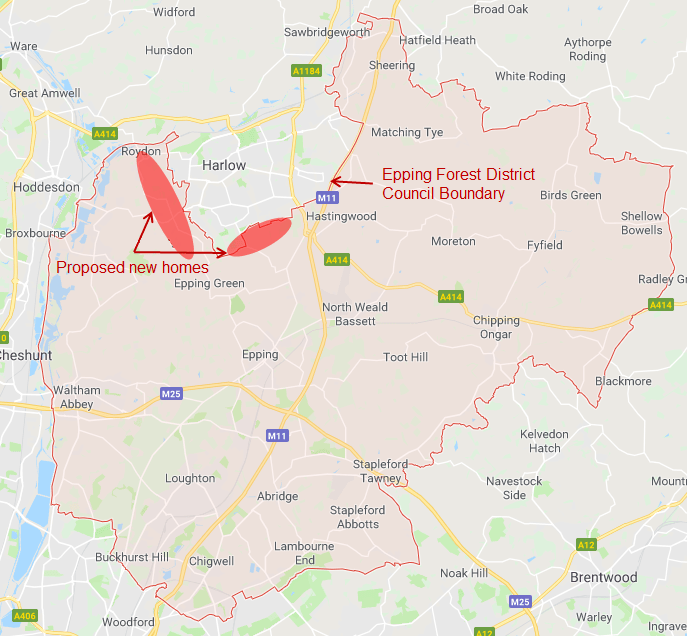 3000 Homes to be built on western and southern borders of Harlow