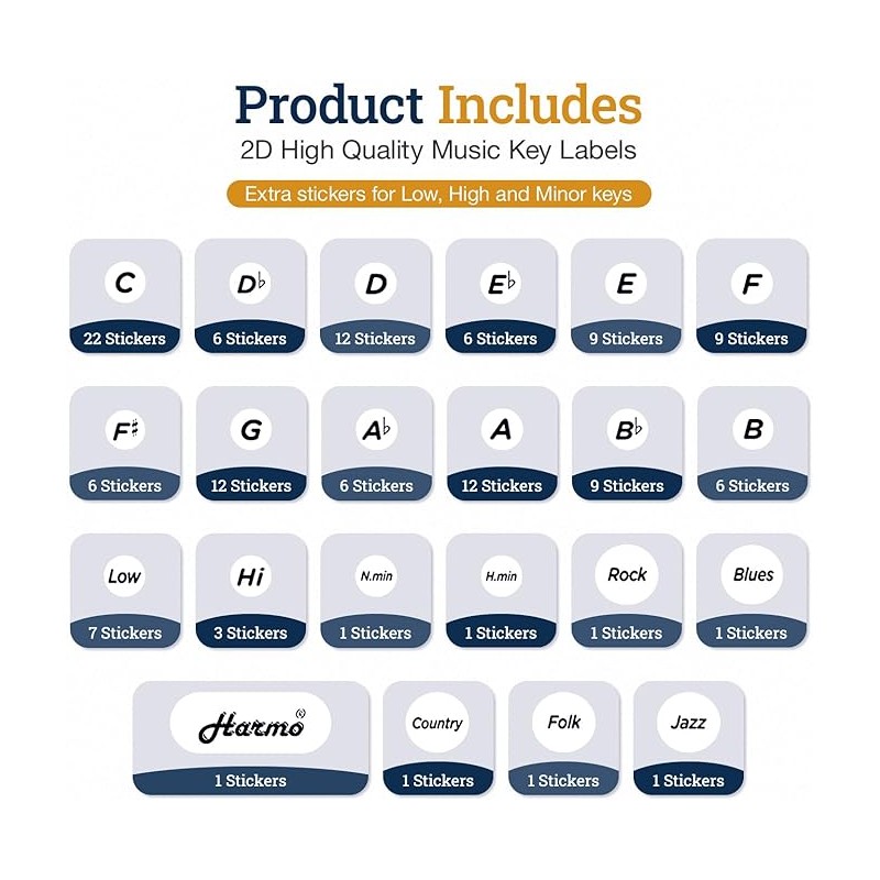 Harmo Harmonica 2D Key Label Stickers 137 Harmo Diatonic Harmonicas